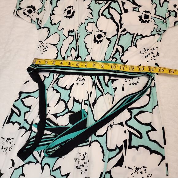 New York and Company Mint Black Belt Tie Floral Easter Spring Dress, Small - Picture 9 of 13